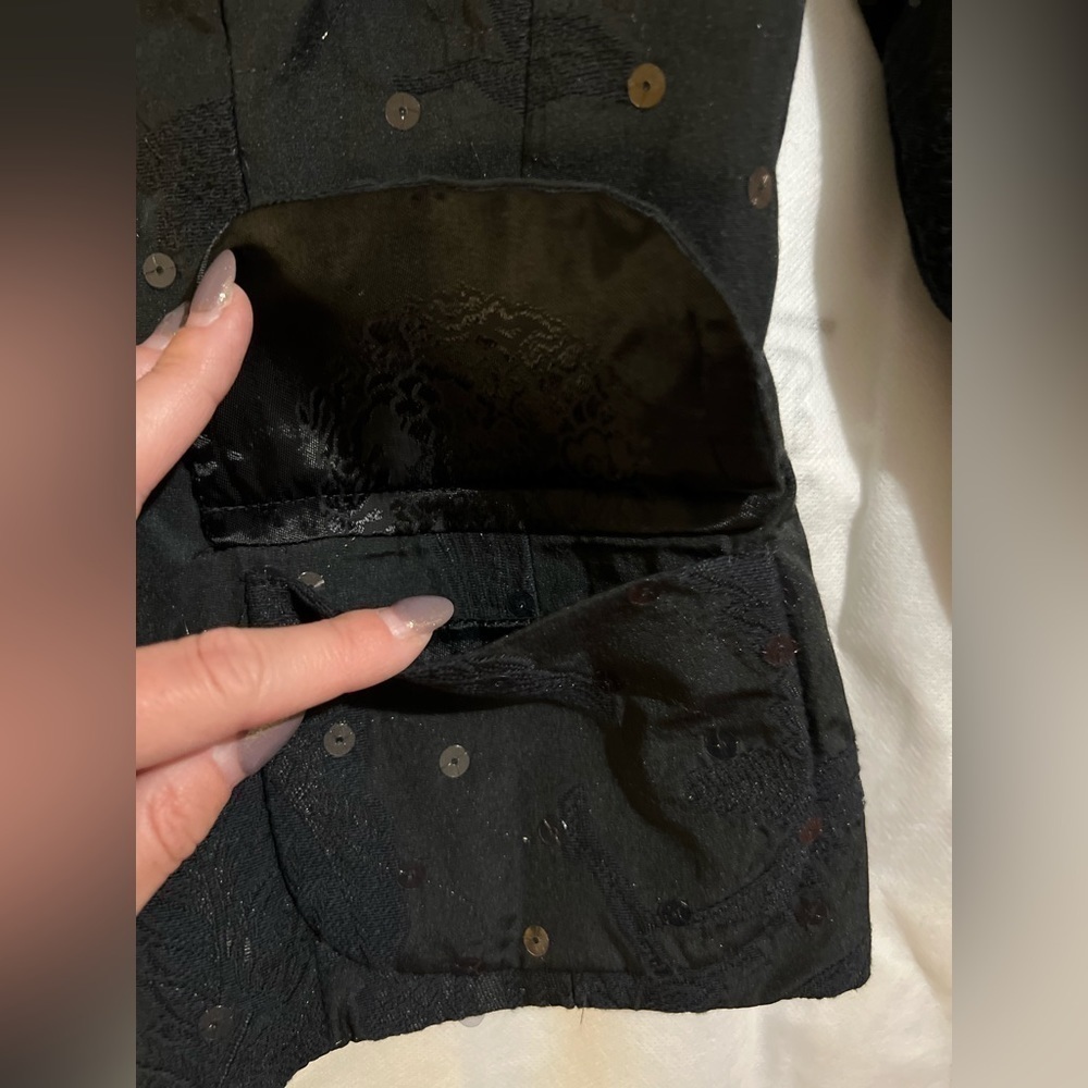 Sônia Bogner womens evening Jacket small Black Sequin Collar shimmer 3/4 sleeve  - Picture 11 of 16